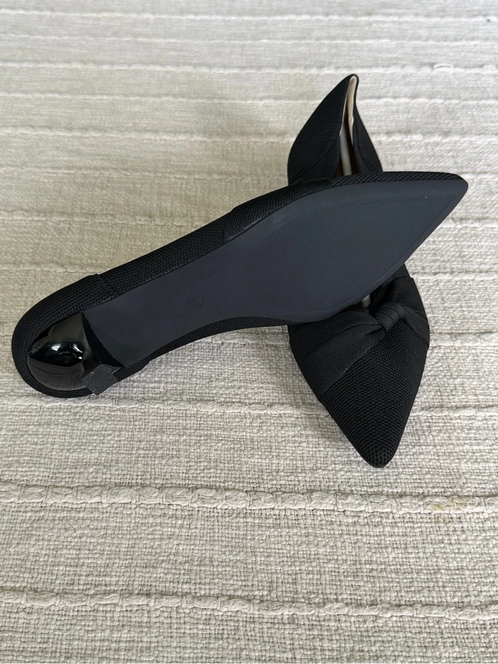Black Pointed Knit Bow  - Women